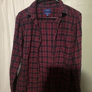 Apt. 9 Men's Red and Black Plaid Button Down Shirt